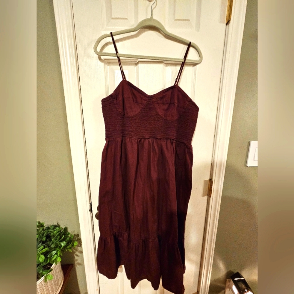 Burgandy Faux corset midi dress